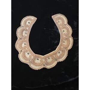 Vintage 1950s Beaded Satin Pearl Collar Necklace